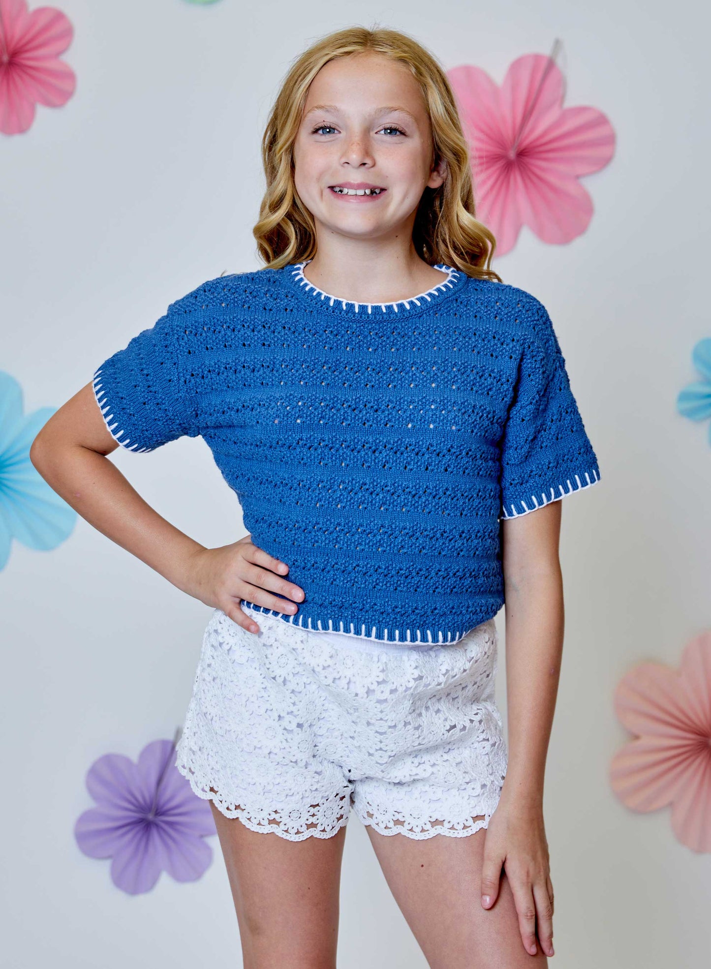 Blue Knit Top