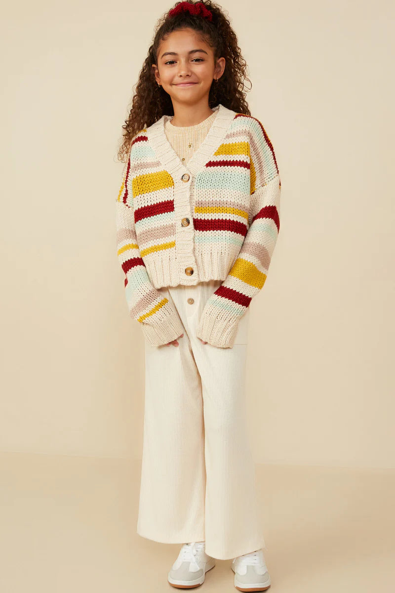 Multi Striped Cropped Cardigan