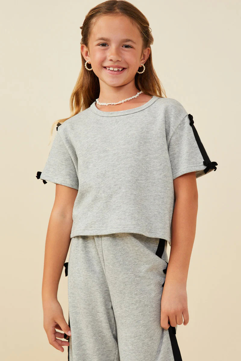Heather Bow Trim Terry Top