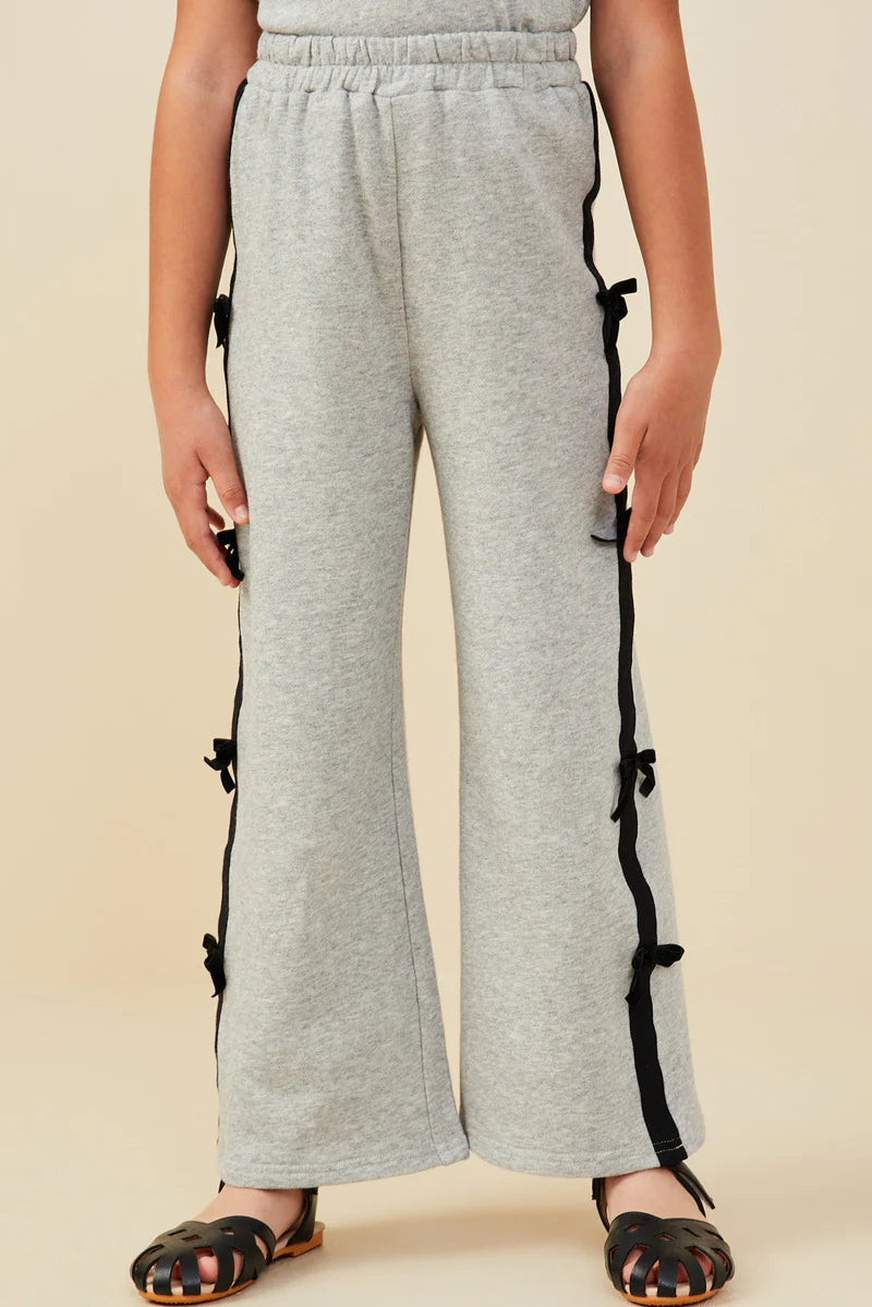 Heather Black Bow Terry Pants