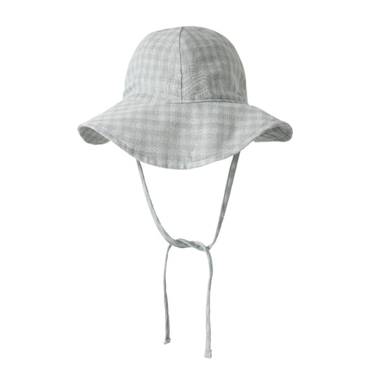 Green Gingham sun hat with a strap