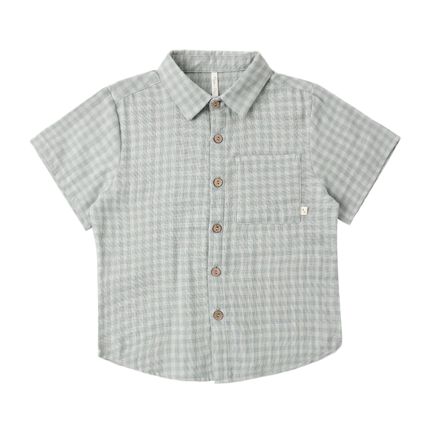 Short-sleeve green checkered shirt