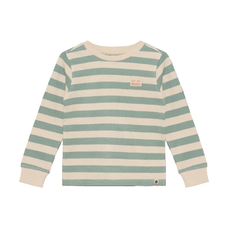 Striped long-sleeve shirt with a logo