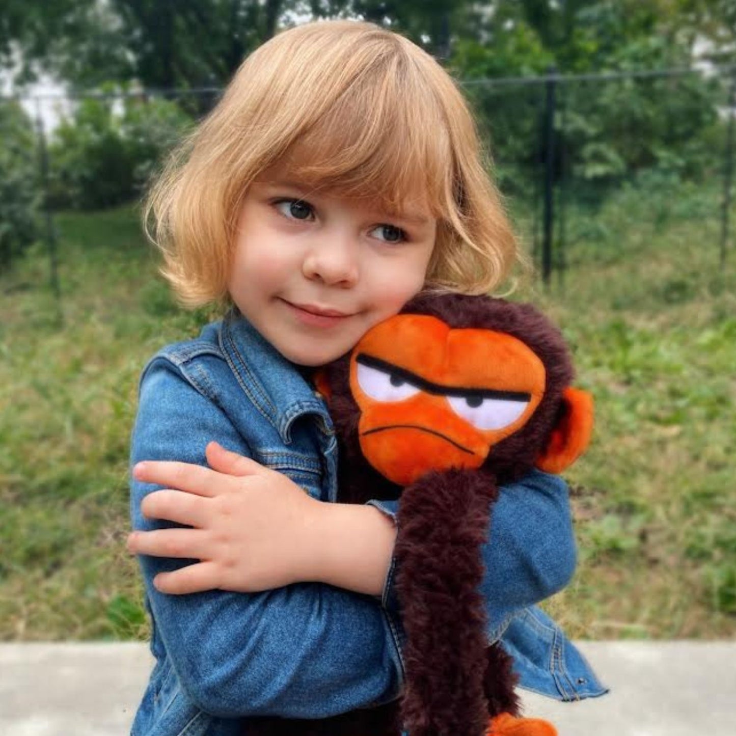 Cuddly grumpy monkey plush with soft features