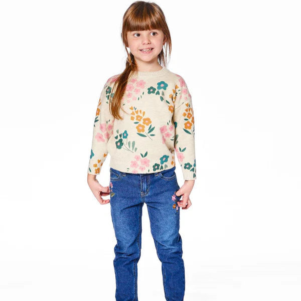 Oatmeal Flowers Sweater