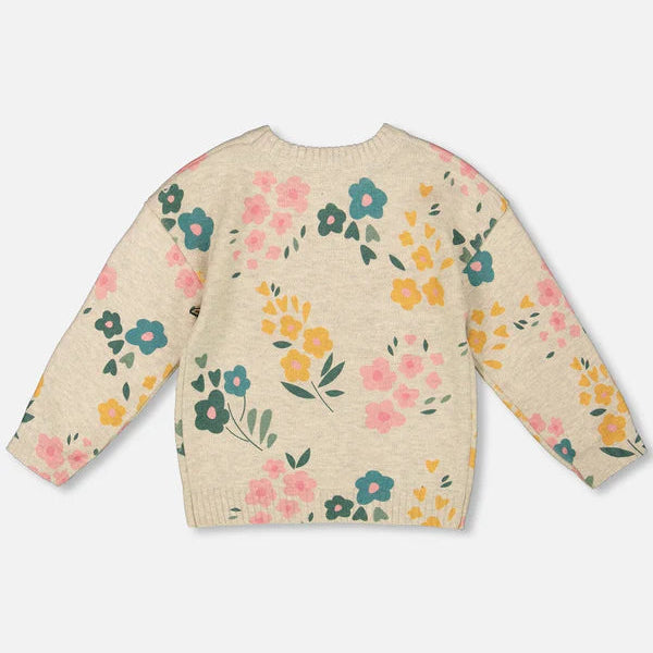 Oatmeal Flowers Sweater