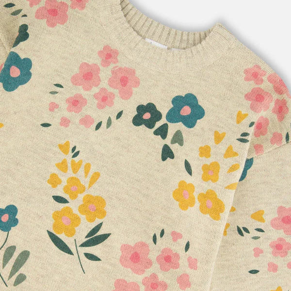 Oatmeal Flowers Sweater