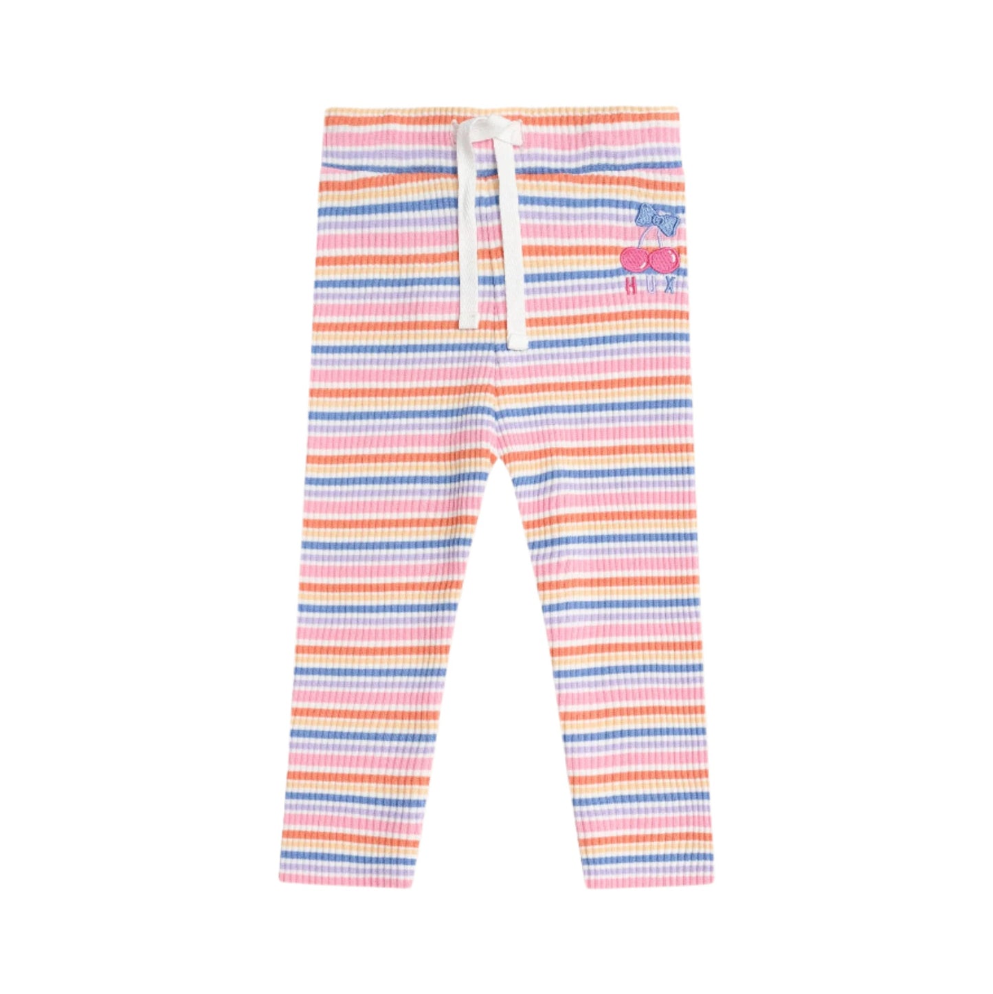 Multicolored striped pants on a white background