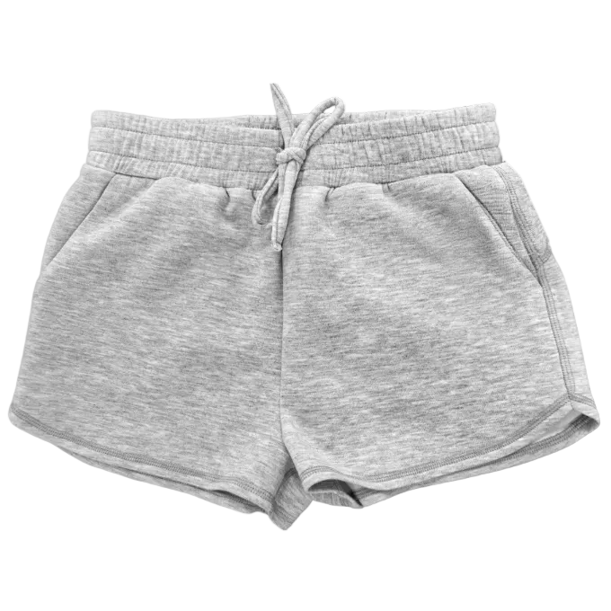 Gray shorts with a drawstring