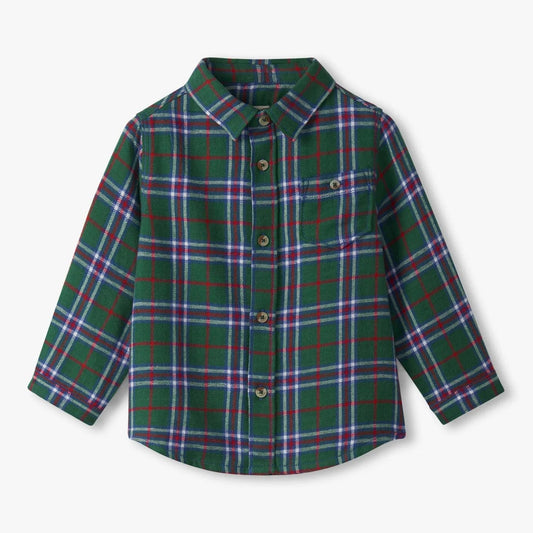 Green plaid shirt on a white background