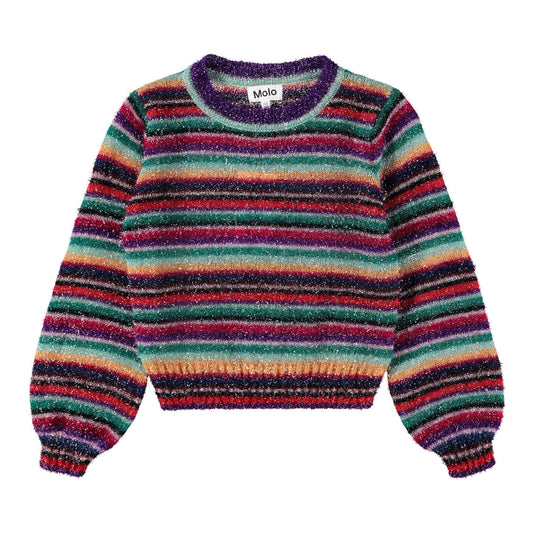 Multicolored striped sweater with shimmer