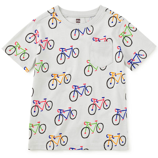 bicycles print on grey t-shirt
