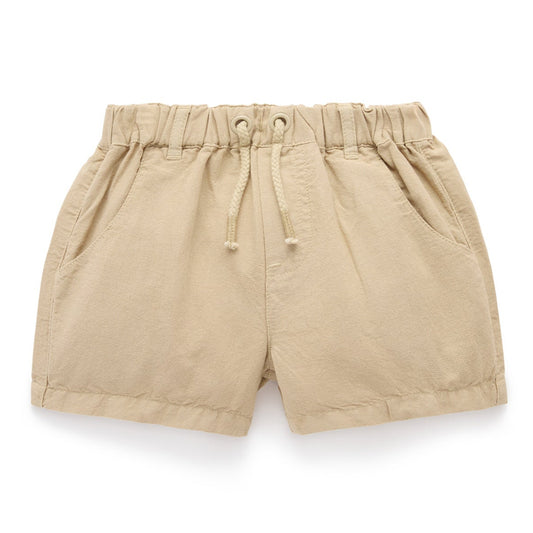 Beige linen blend shorts