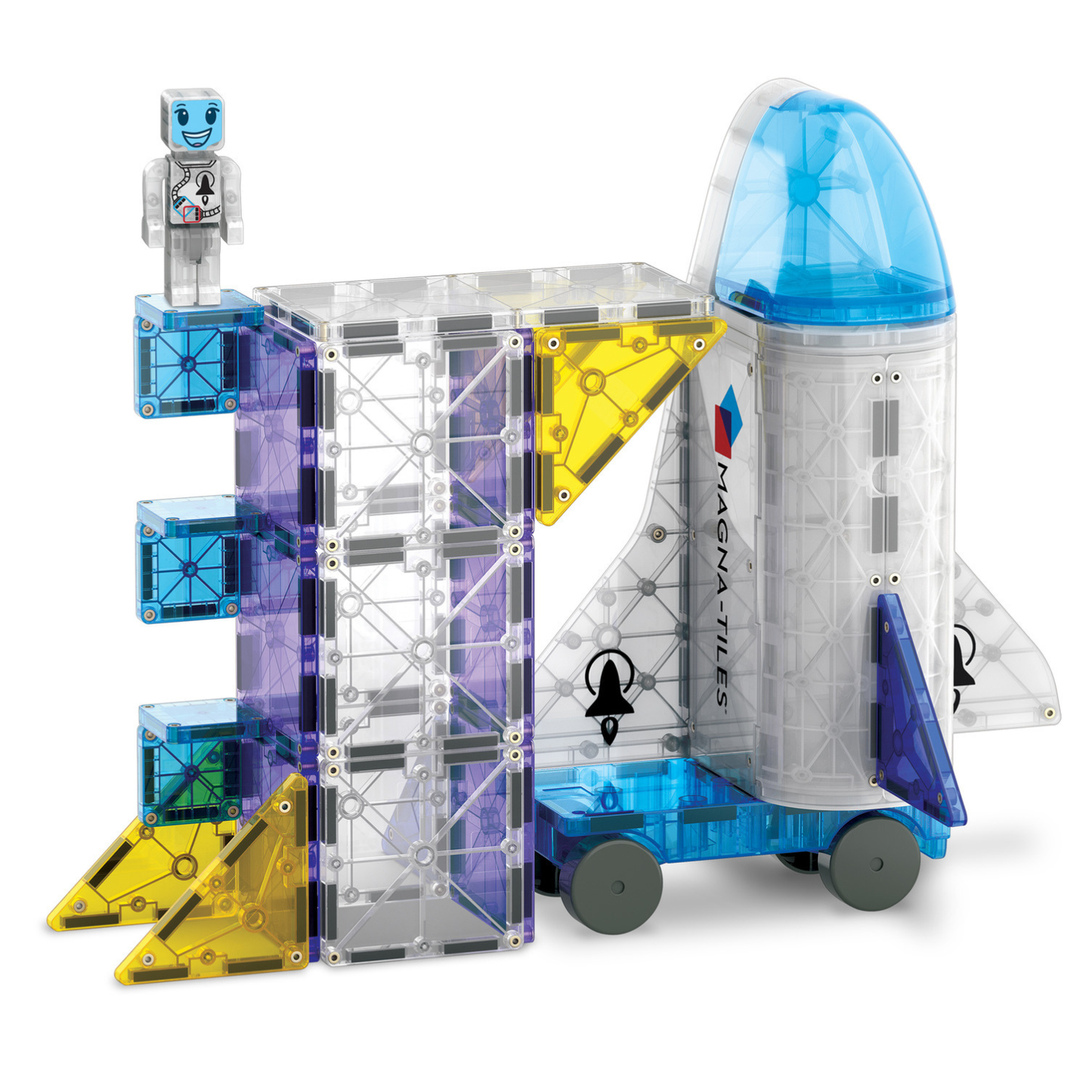 Magnetic space building set with shuttle and astronaut