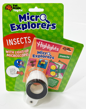 Micro Explorers kit packaging with light-up microscope on a white background