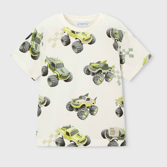 T-shirt with green monster truck print