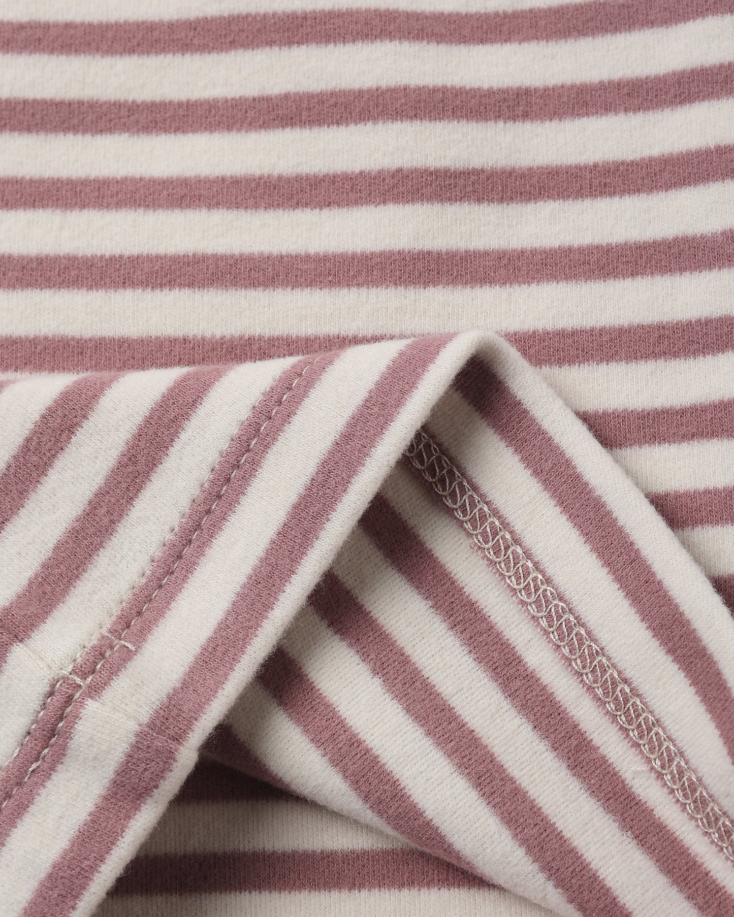 Mulberry Stripe Ruffle Cozy Set fabric close-up