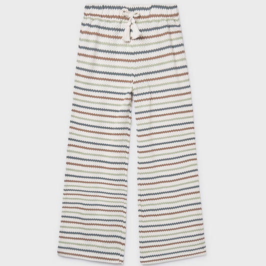 Multicolor Striped crochet pants with drawstring