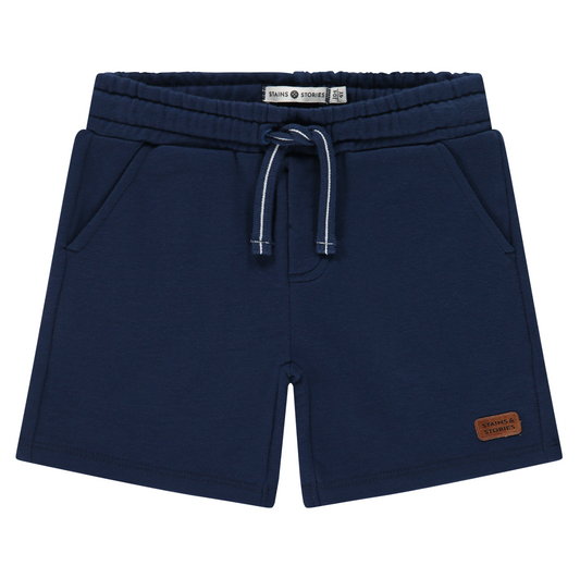 Navy blue shorts with a drawstring