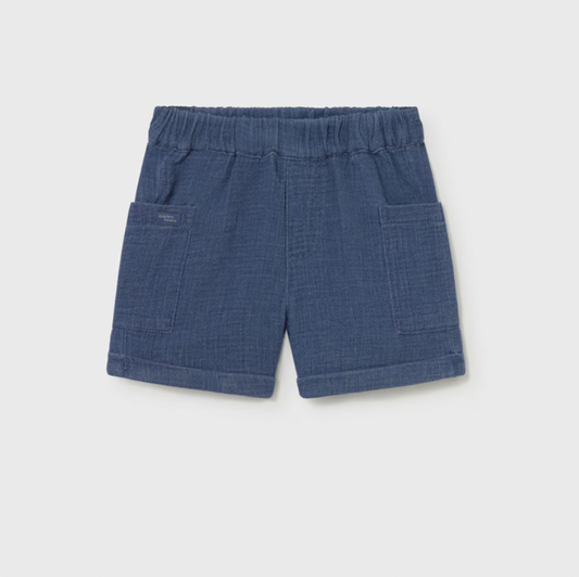 Blue shorts with elastic waistband