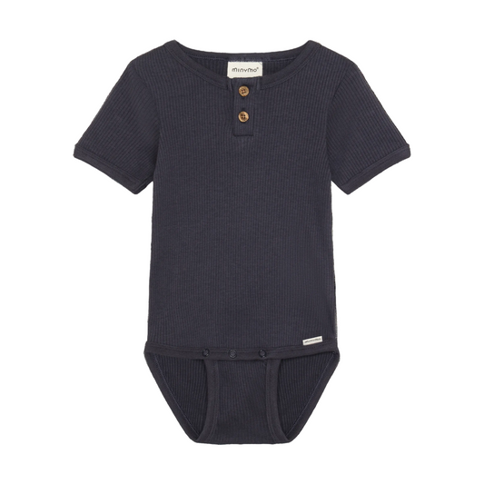 Navy blue baby bodysuit with buttons