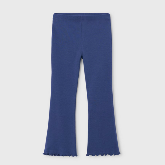 Navy leggings with a scalloped hem