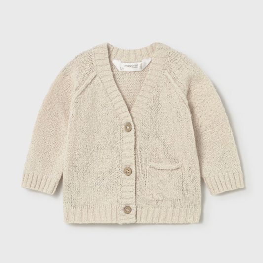 Beige nubby cardigan with 3 buttons