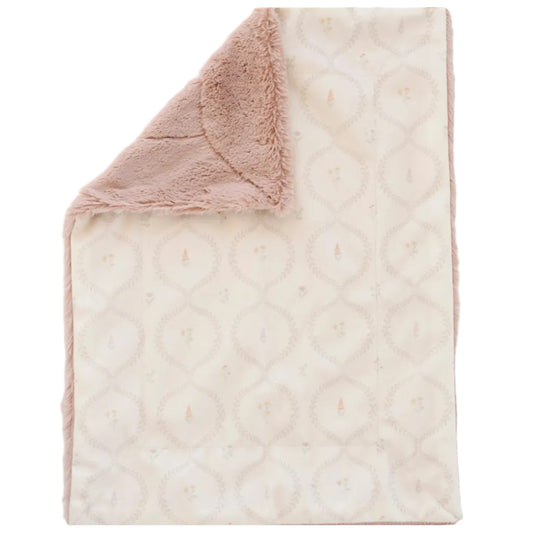 Blanket with textured surface and pink border