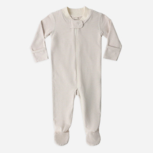 oat stripe zip long sleeve footie