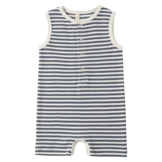 Dark blue Striped baby romper