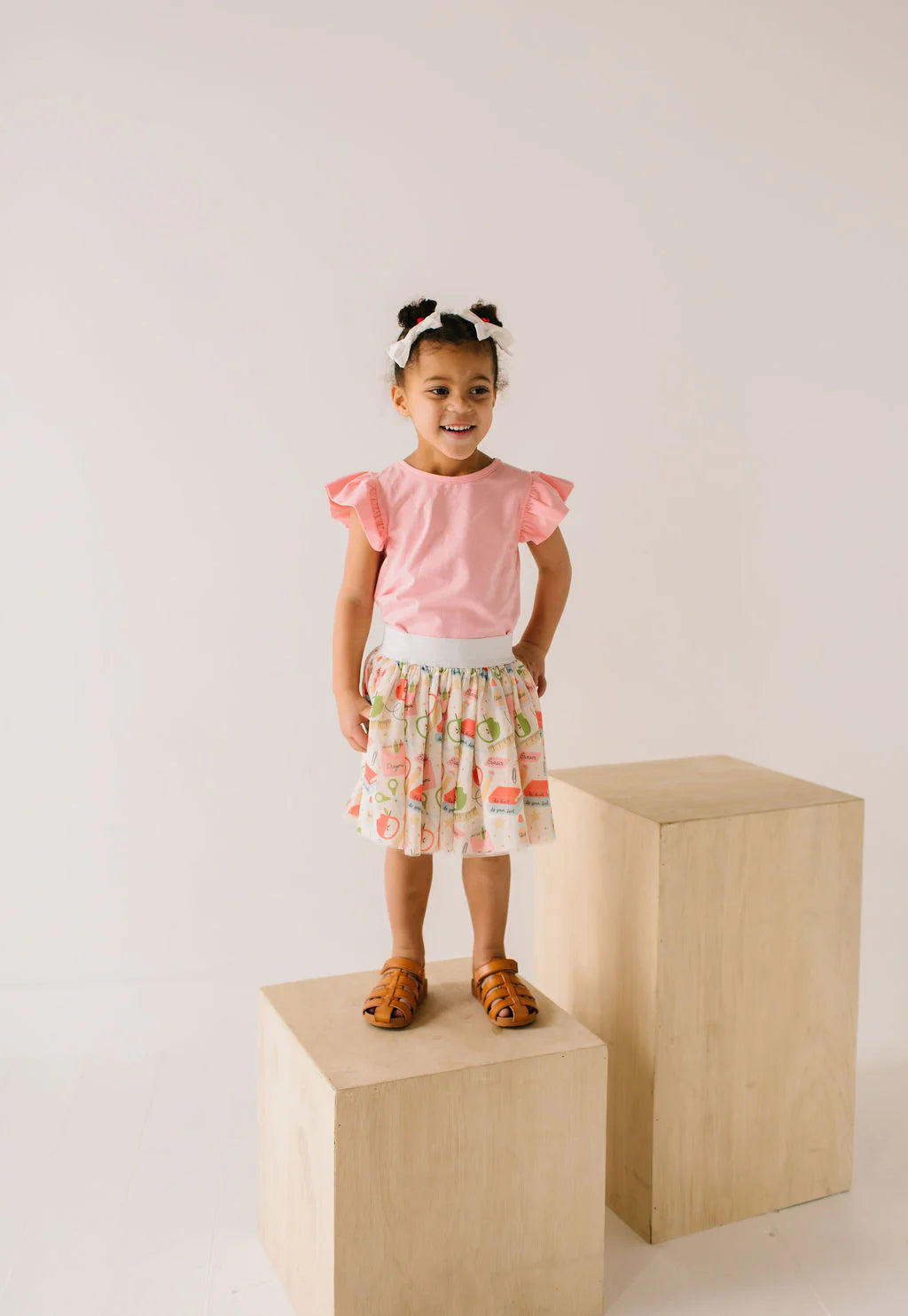 Girls tulle skirt by Ollie Jay in School Vibes print, twirl-friendly style