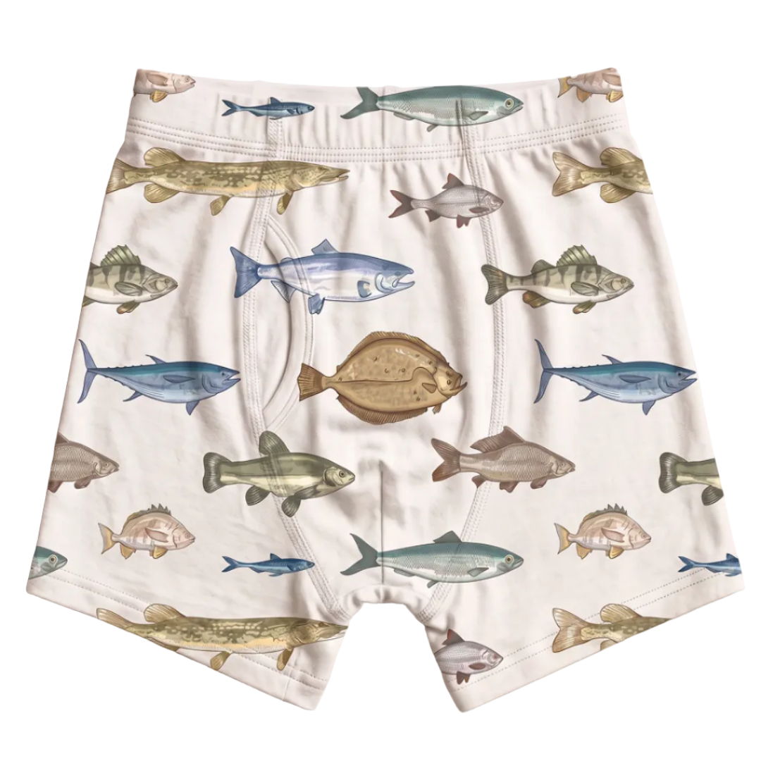 boys boxer briefs with images of fish