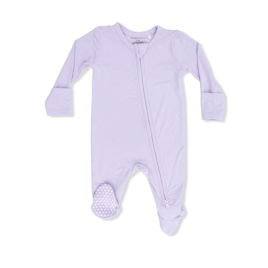 Purple baby footie with zipper