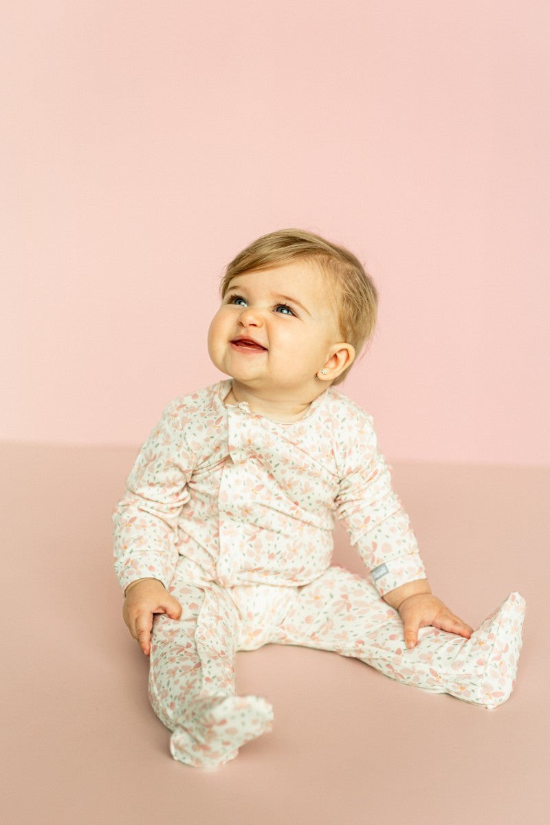 Pink Floral Ditsy Zip Footie