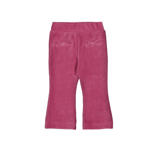 Pink pants with bow details on a white background