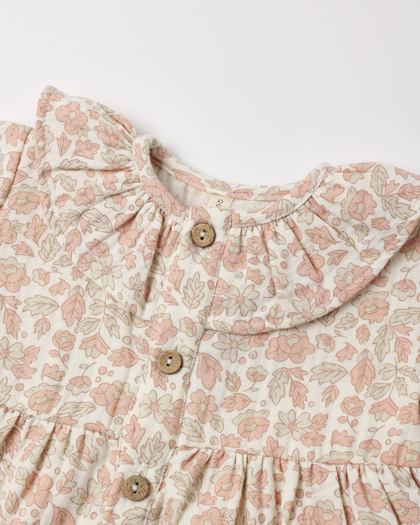 Pink Blossom Ruffle Collar Dress - detail close-up