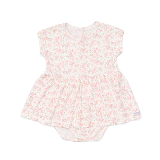 Floral baby romper on a white background