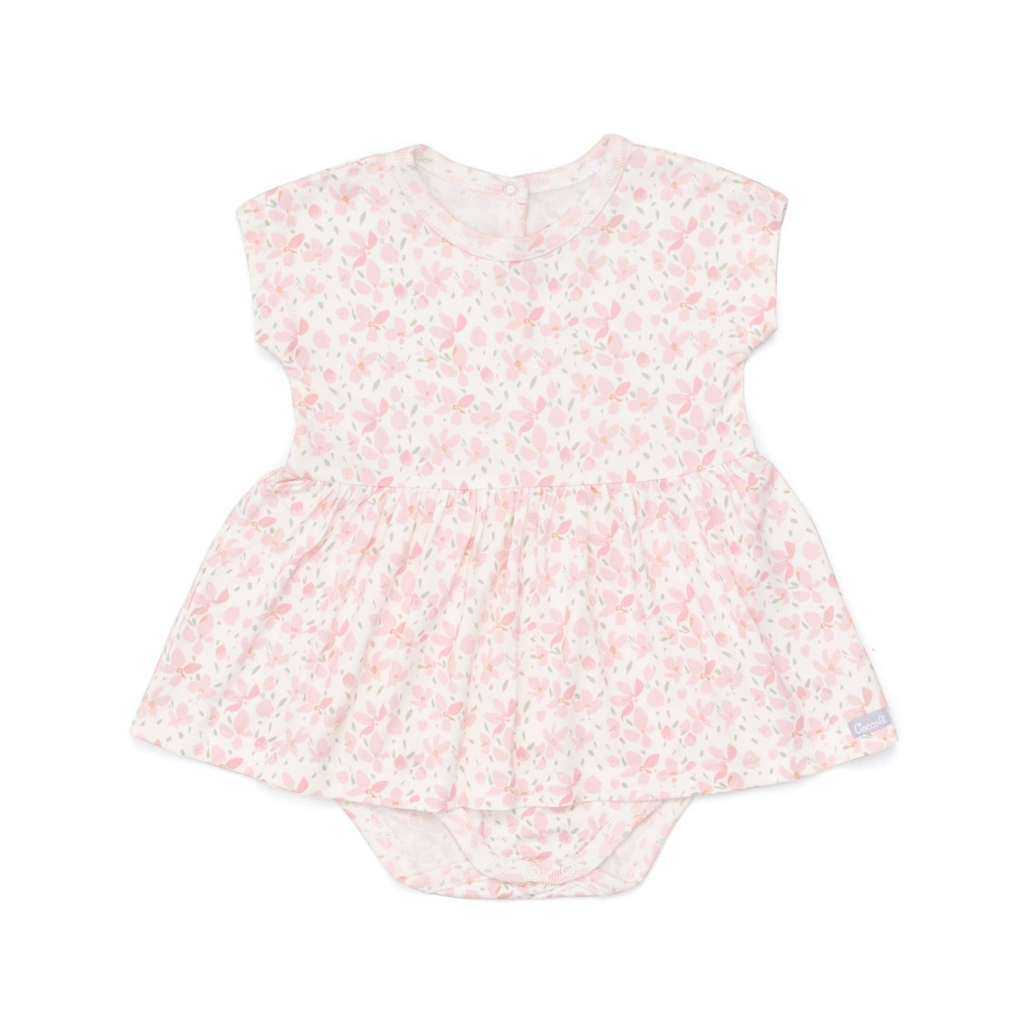 Floral baby romper on a white background