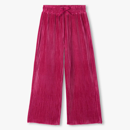 Girls pink pleated velour relaxed pants by Hatley