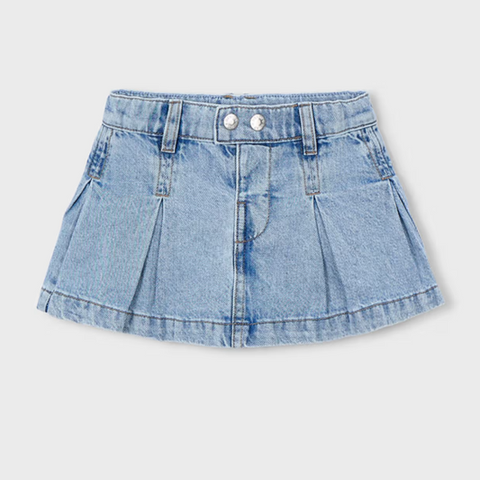 Light blue denim pleated skirt