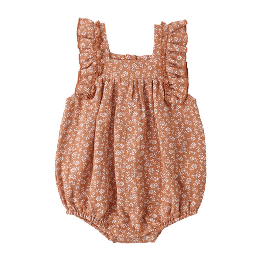 Baby tank bubble with brick red floral pattern