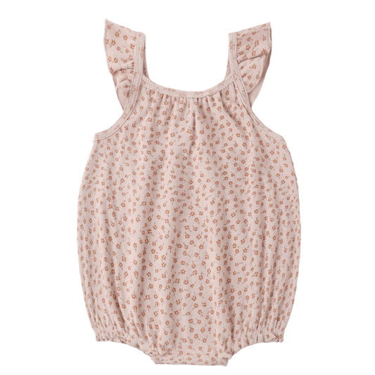 Pink Baby romper with floral pattern