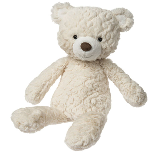 Ultra-soft textured plush toy with timeless neutral charm