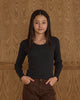 Black Ribbed Long Sleeve Top