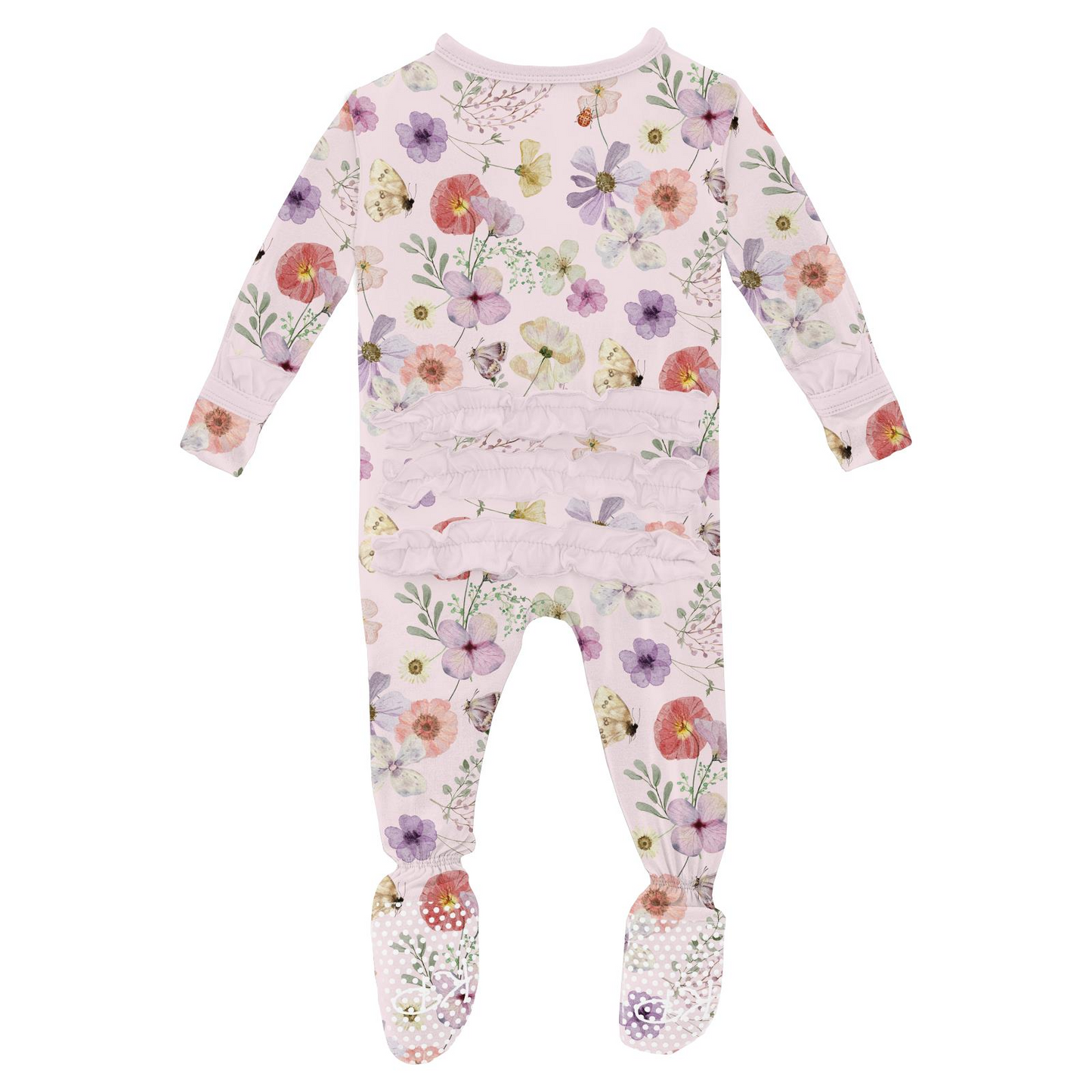 Pressed Flower Ruffle Footie