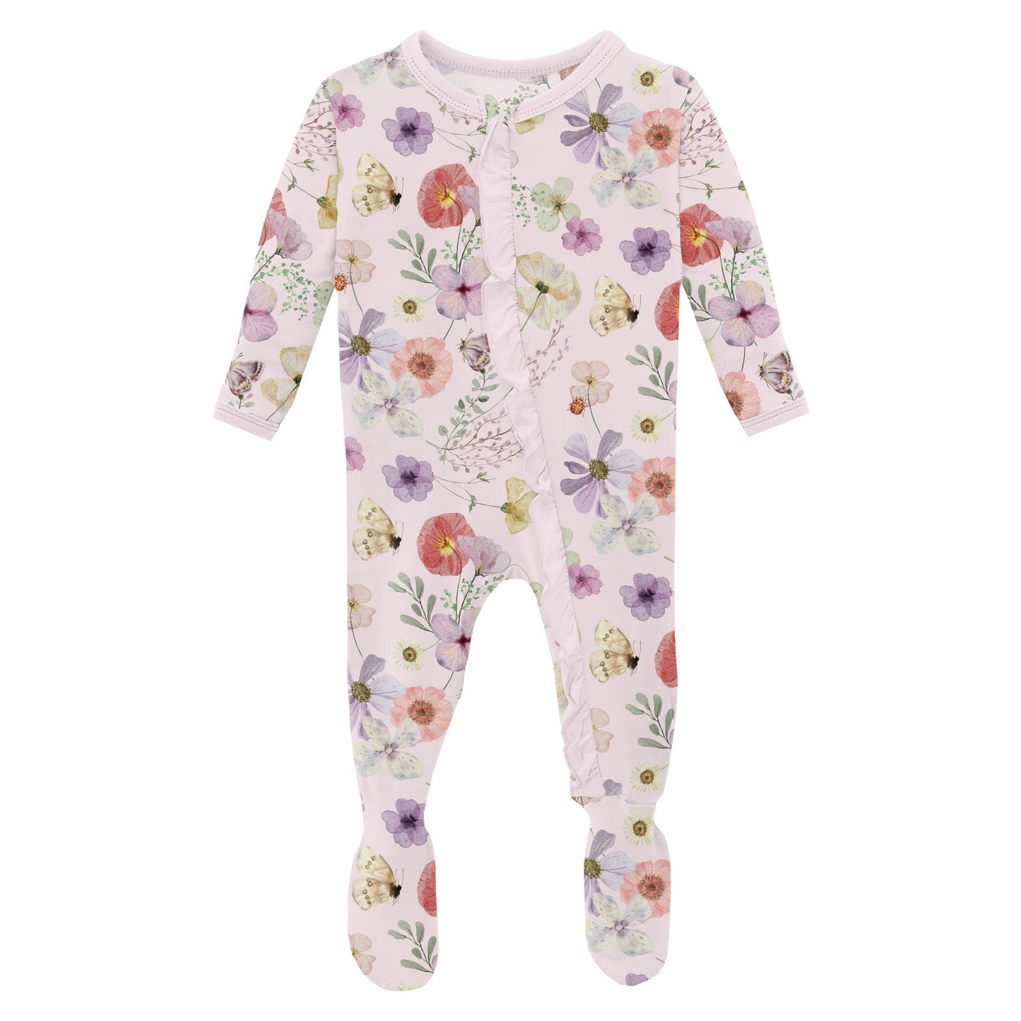 Pressed Flower Ruffle Footie