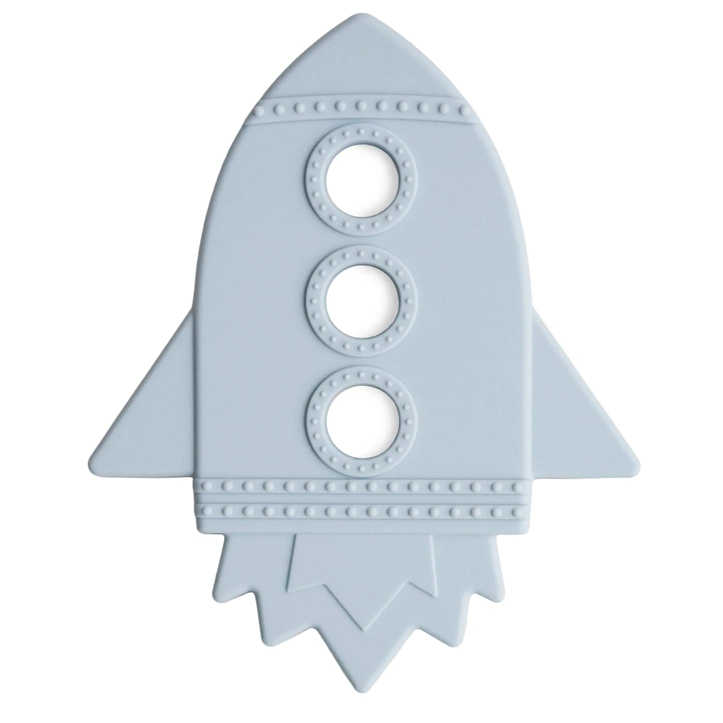Light blue rocket-shaped object on a white background