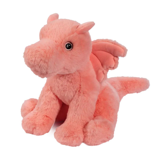 Soft pink dragon plush with sparkly details