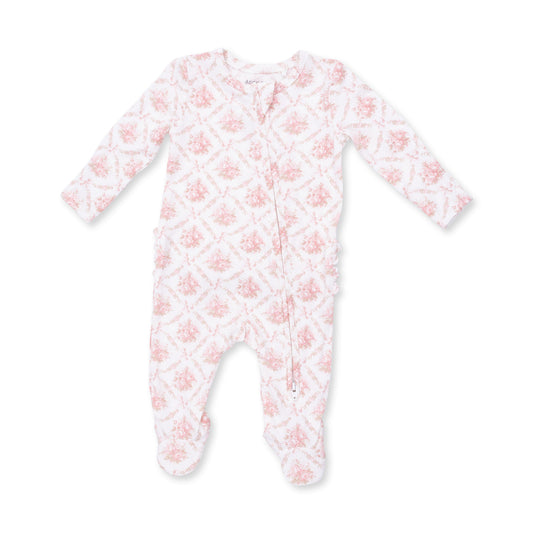 Rose Lattice Ruffle Zip Footie by Angel Dear, view 1