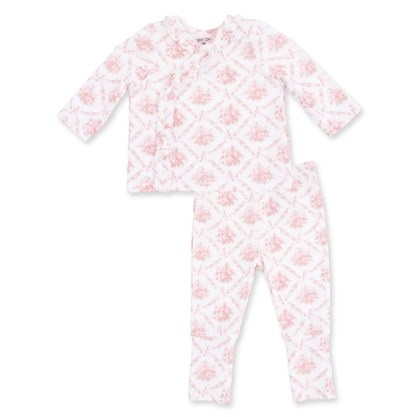 Floral lattice pattern take home two piece set for baby girl